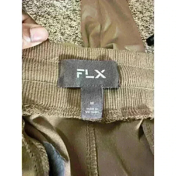 FLX Joggers Mens Size Medium Brown/Tan Tapered Inner Drawstring Side Zipper - Picture 7 of 8